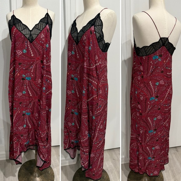 Zadig & Voltaire Women's Risty Psyche Slip Dress with Lace Trim - Large - Picture 1 of 9